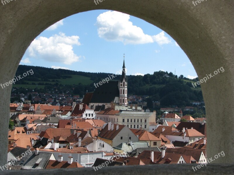 Cesky Krumlov Window Arch Roofs Old Town