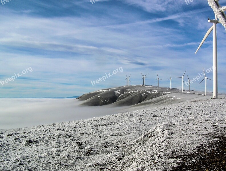 Wind Farm Turbine Snow Energy Power