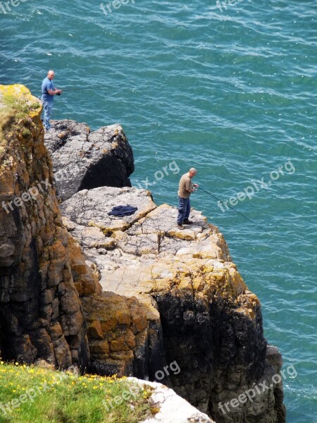 Angler Sea Cliffs Wales Rhossili