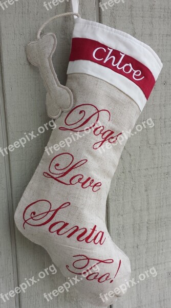 Christmas Stocking Dog Holidays Christmas Embroidered