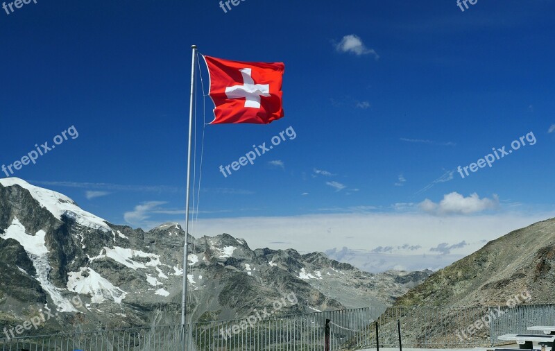 Switzerland National Flag Graubünden Engadin Alpine