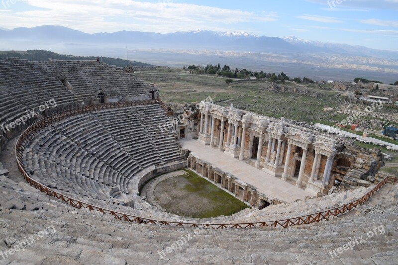 Hierapolis Theatre Ruin Turkey Stone Pamukkale