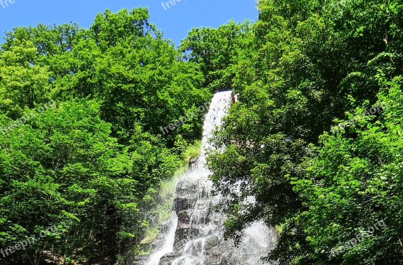 Waterfall River Slope Forest Steep