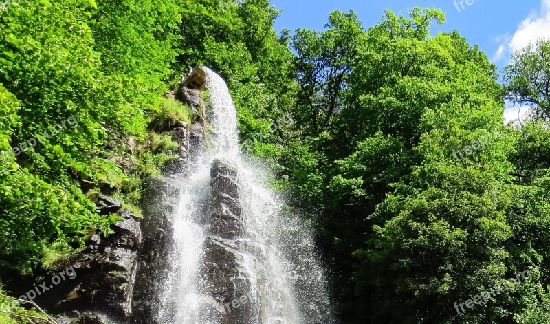 Waterfall River Slope Forest Steep