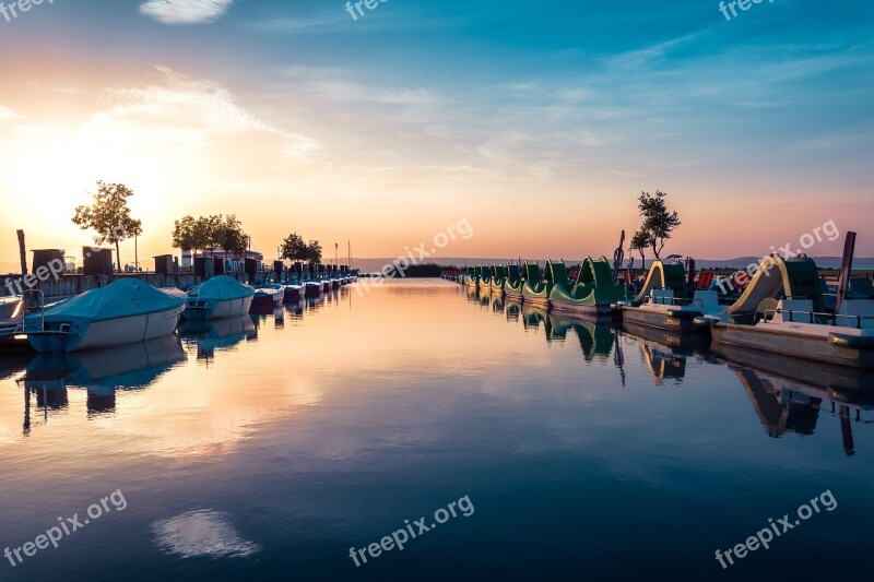 Sunset Pedalo Lake Podersdorf Summer