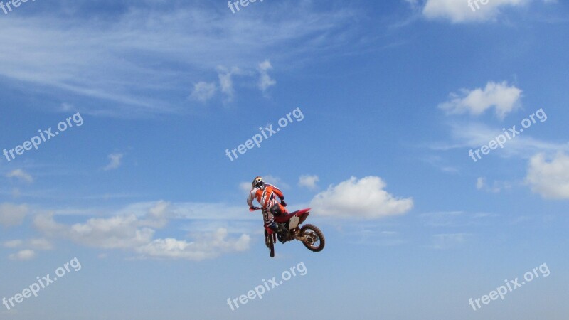 Motocross Motorcycle Flying Sky Sport