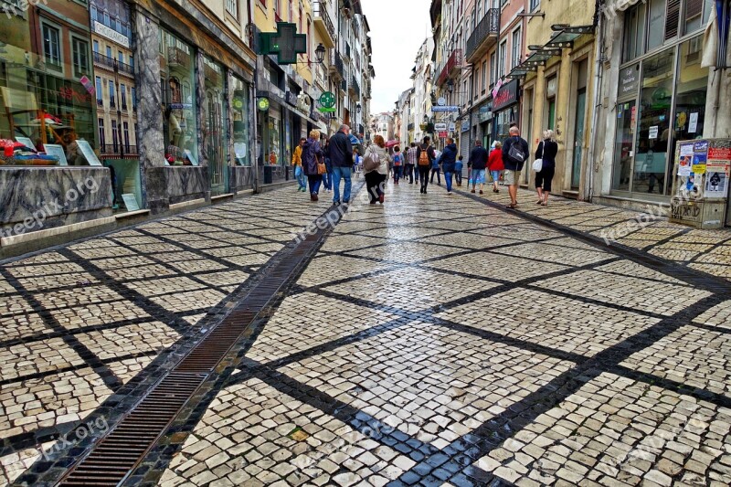 Street Cobblestones Pattern Urban Footpath