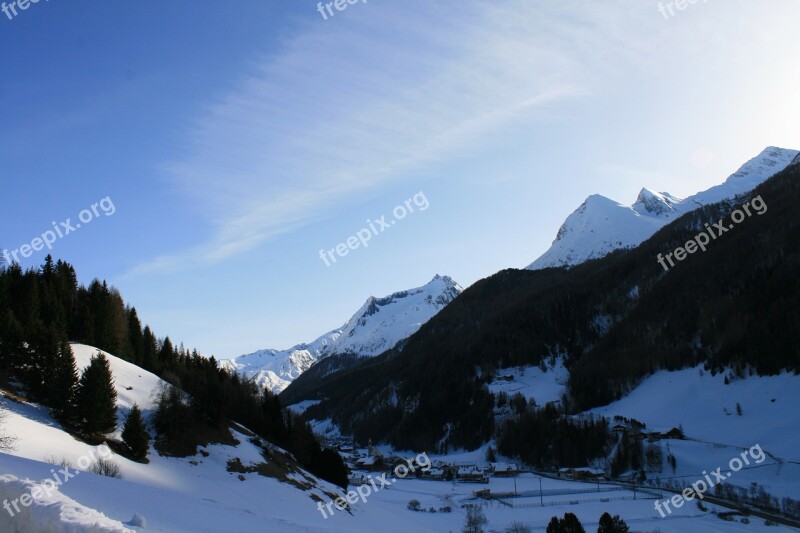 Winter Mountains Snow Ski Run Landscape