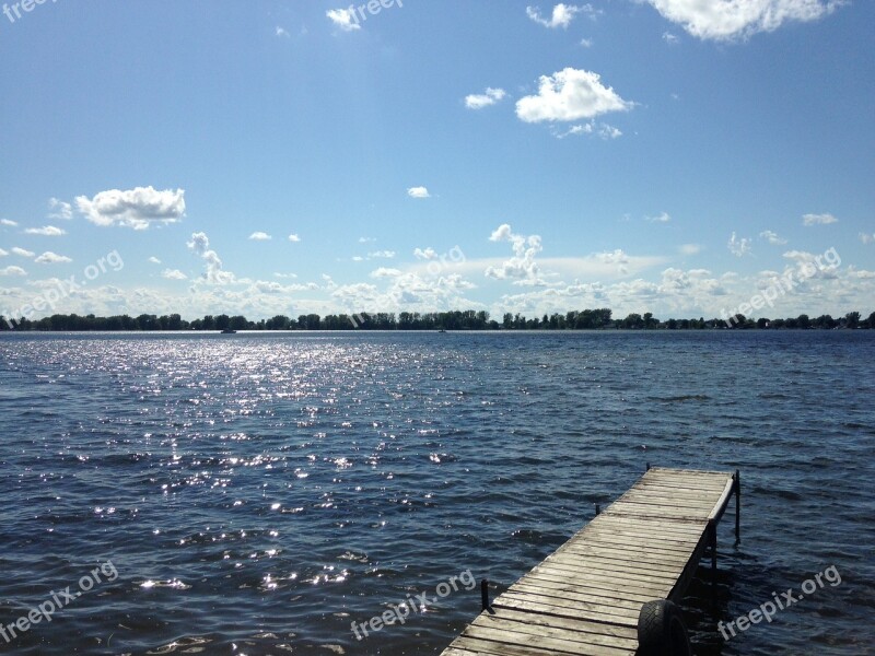 Richelieu River Wharf Sky Calm Free Photos