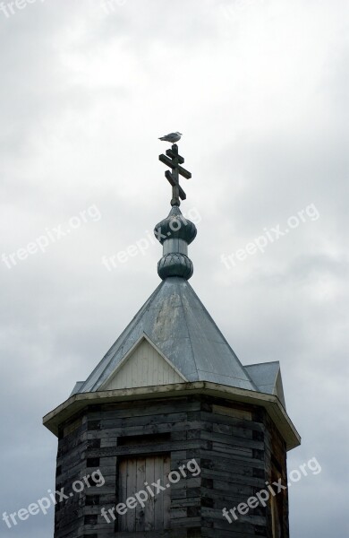 Seagull Orthodox Cross Chapel Partly Cloudy Free Photos