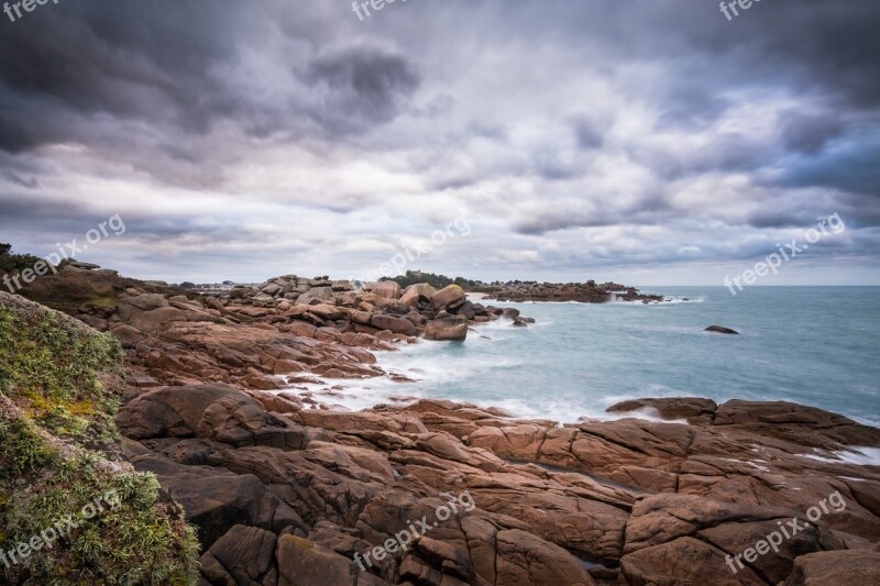 Brittany Coast Rocks Beach Seaside