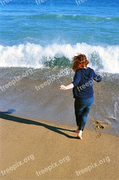 Run Joy Beach Sand Ocean