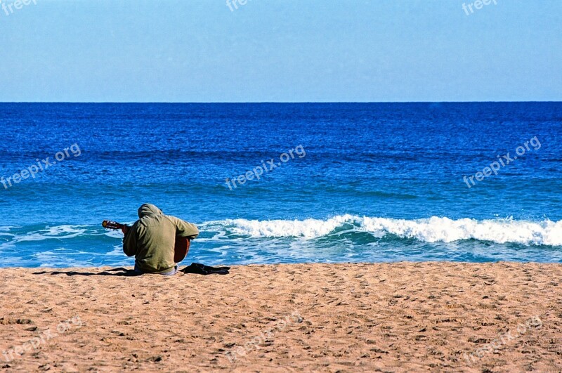 Beach Guitarist Guitar Music Young