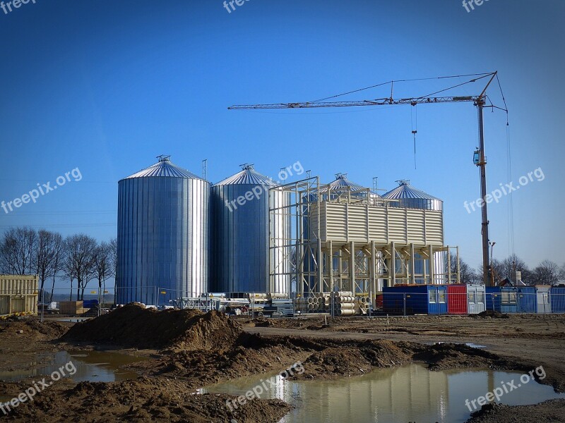 Site Silo New Building Crane Baukran