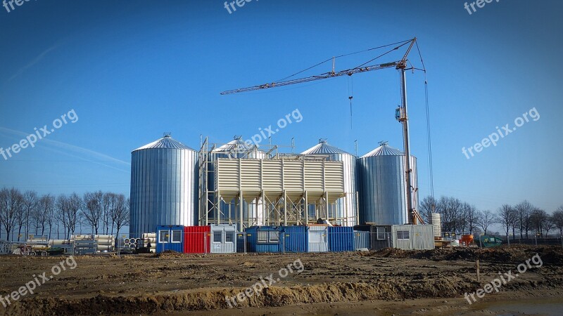 Site Silo New Building Crane Baukran