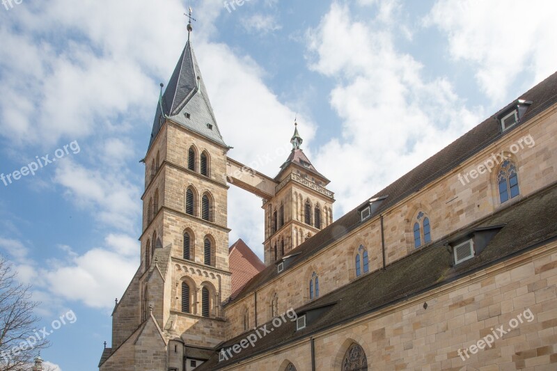 Church Tower Steeple Esslingen St Dionys