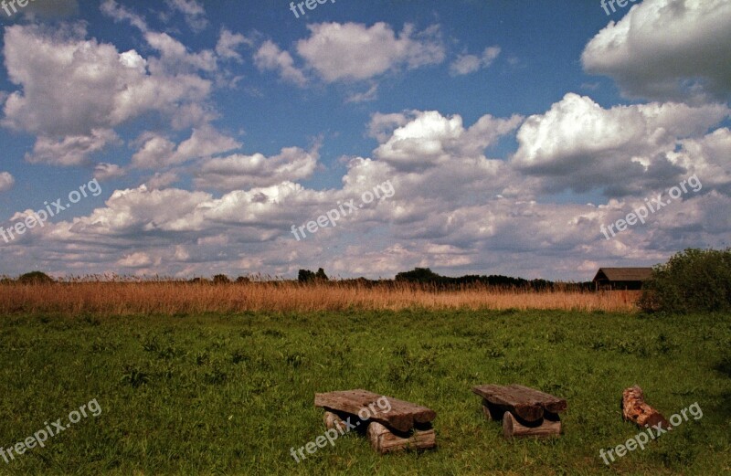 Clouds Green Meadow Meadow Rural Grass