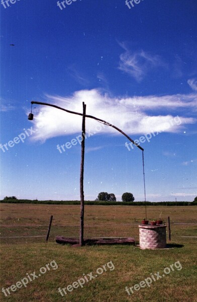 Shadoof Well Landscape Countryside Rural