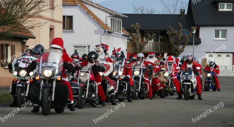 Father Christmas Motorcycles Bikers Red Free Photos