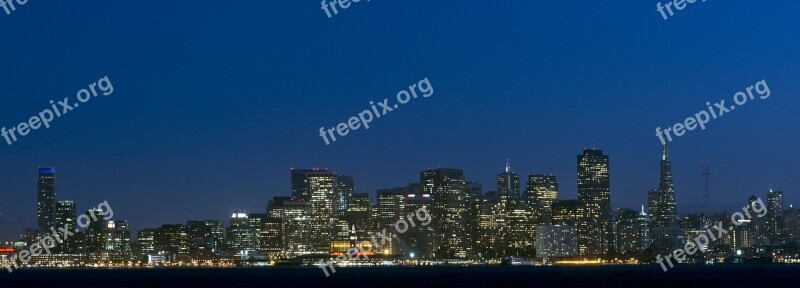 Skyline Night Cityscape San Francisco Lights