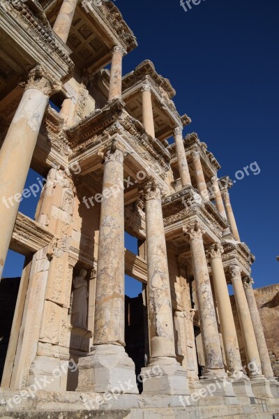 Ancient Library Of Celsus Ephesus Selçuk Architecture