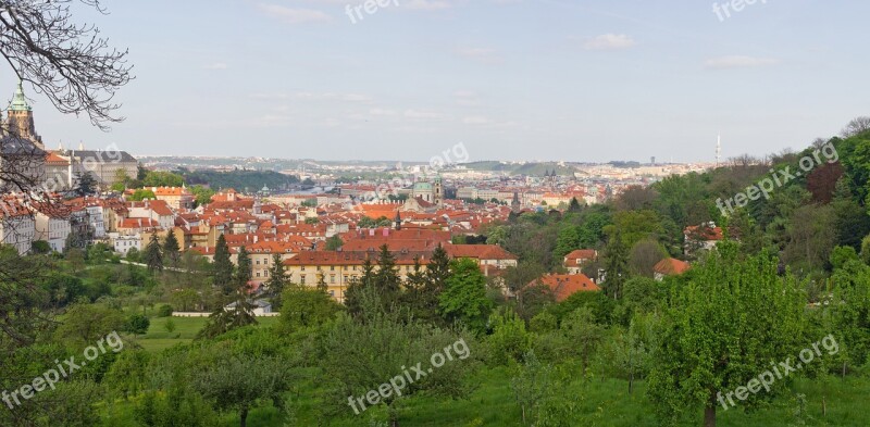 Prague Panorama Panoramic Views Nature Europe