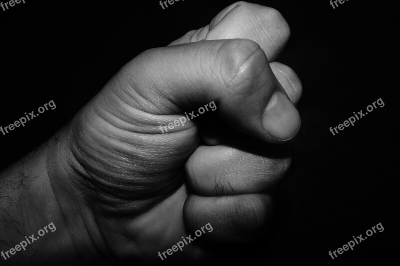 Hand Fist Black And White Hands Body