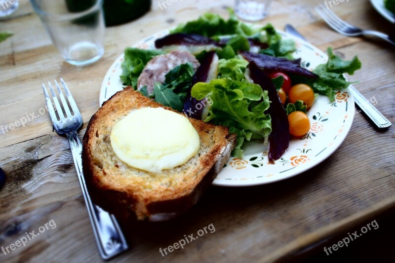 Food Feta Bread Salad Plate