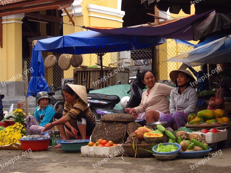 Market Women Vietnam Traditional Street