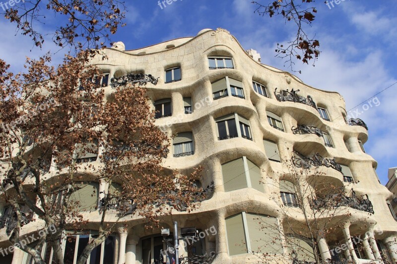 Spain Barcelona Building Casa Mila Waves