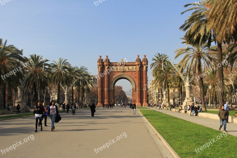 Spain Barcelona Triumphal Arch Winter Building