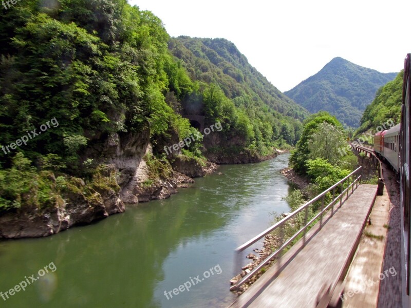 Train River Slovenia Travel Water