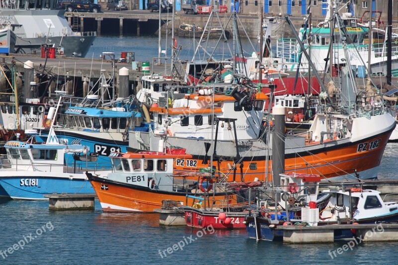 Fishing Boats Cornish Cornwall Coast Fishing