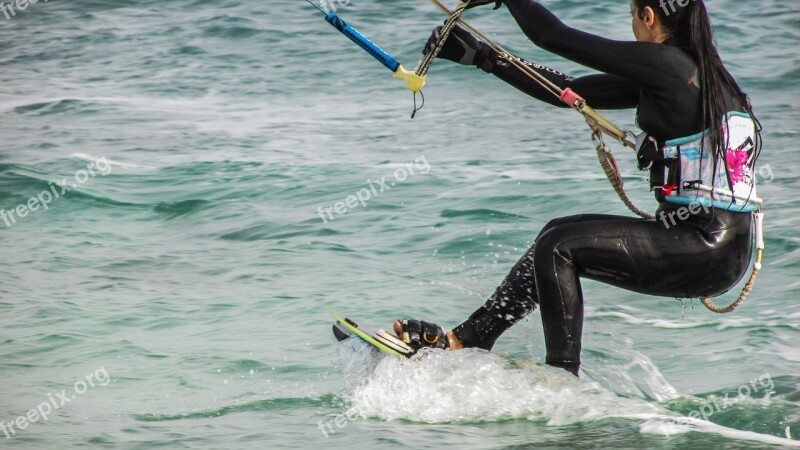 Kite Surf Extreme Sport Woman Athlete