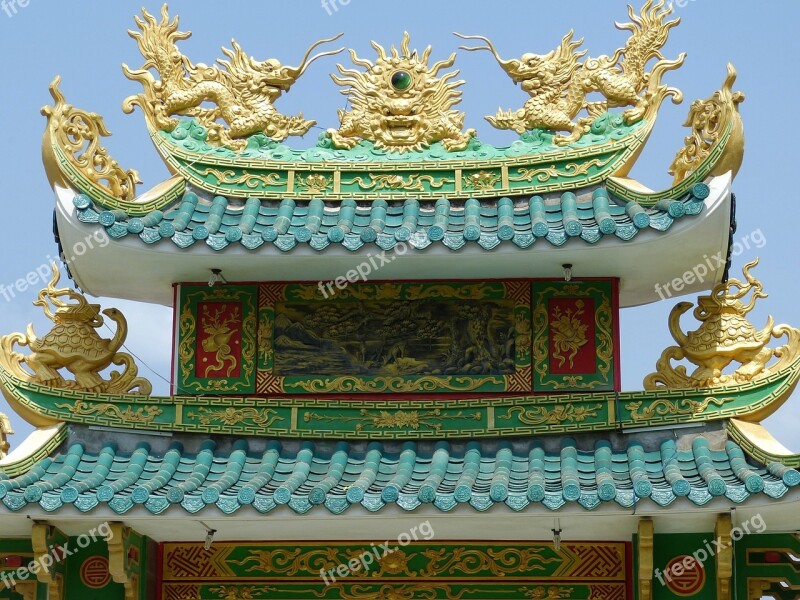 Temple Roof Architecture Buddhism Asia