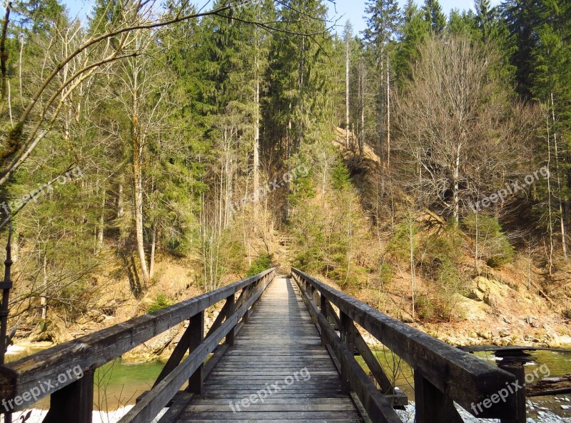 Bridge Wooden Bridge Old River Nature