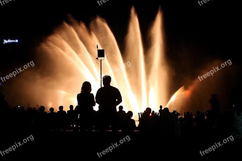 Hamburg Water Games Plays Of Light Fountain Illuminated