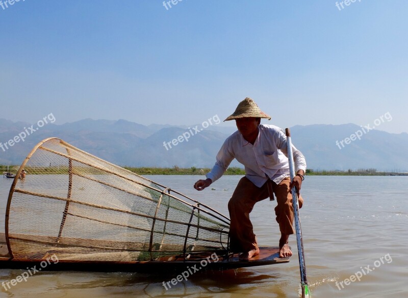 Inle Lake Burma Canoe Water Landscape