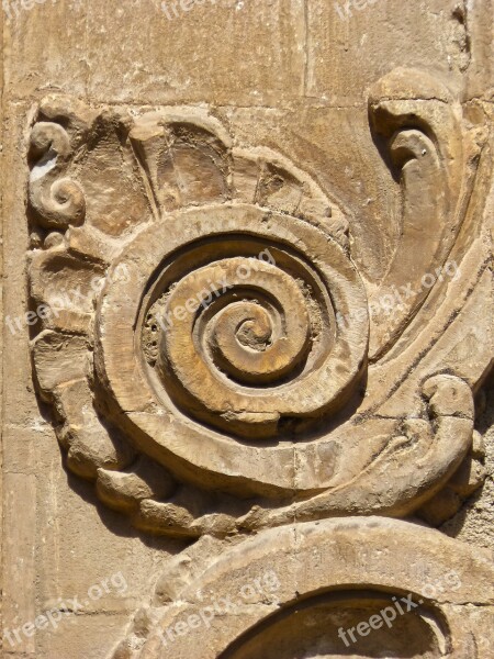 Spiral Snail Carved Stone Church Scroll