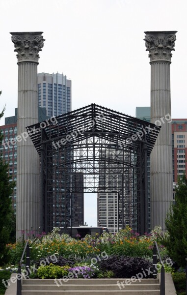 Chicago Millenium Park Lurie Stairs Pillars