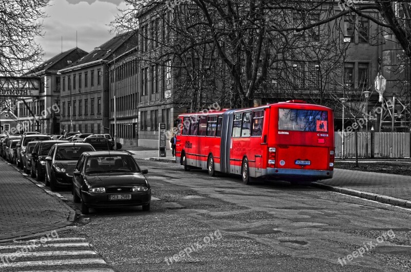 Landscape Urban Landscape Street Bus Red