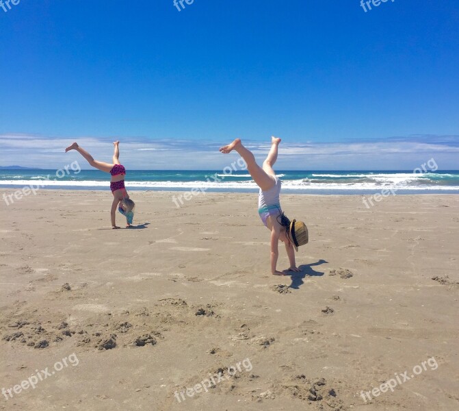 Cartwheel Fun Beach Summer Active