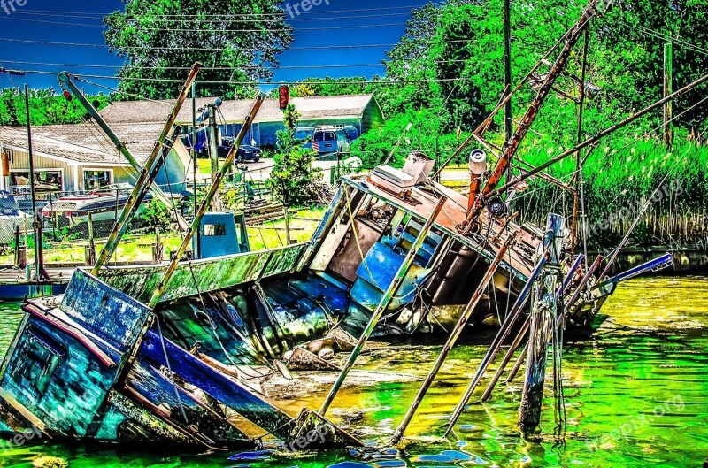 Half-sunk Wreak - Old Wreak Marina Free Photos