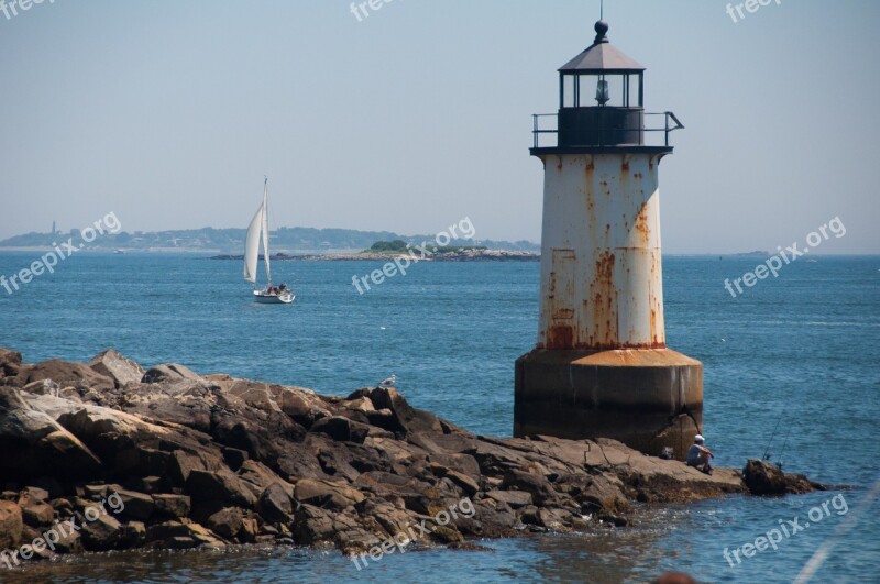 Lighthouse Sea Water Ocean Coast