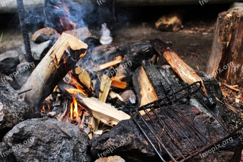 Fireplace Fire Campfire Bonfire Outdoors