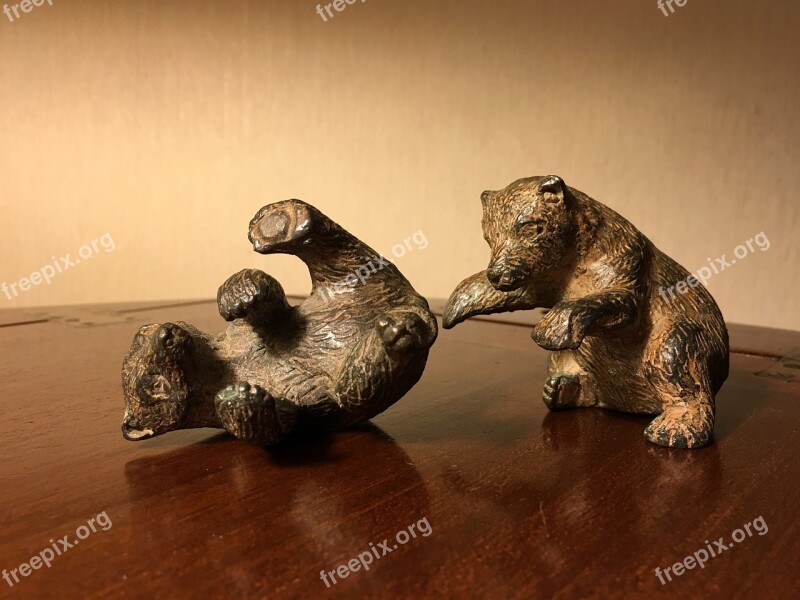 Pet Plastic Bronze Bear Figures Decoration