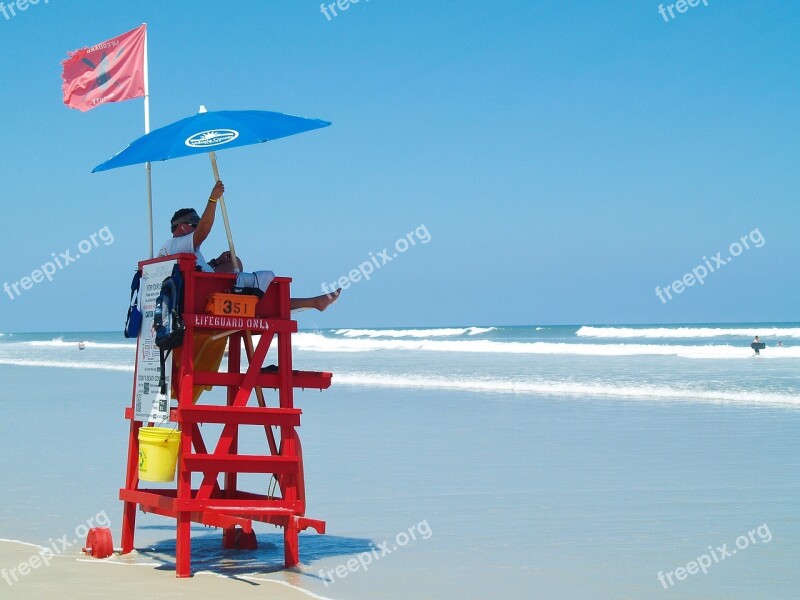 Lifeguard Daytona Beach Ocean Florida Sand