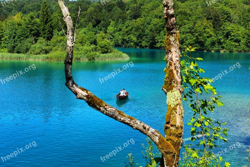 Rowing On A Lake Rowing Couple Row Boat