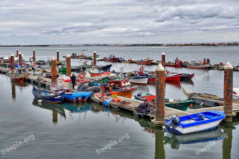 Boats Fishing Costa Nova Wharf Jetty