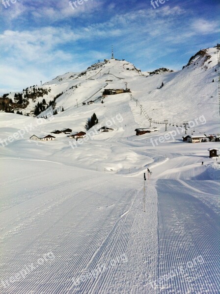 Snow Ski Lane Mountain Alps